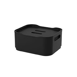 CANASTO C/TAPA PLASTICO FIT 1.5L 18.5x15x8CM NEGRO