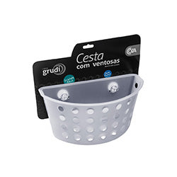 CESTO PLASTICO DE PARED C/VENTOSA NATURAL COZA