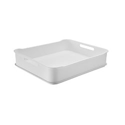 CANASTO PLASTICO RECTANGULAR BLANCO COZA. 38x32x8CM