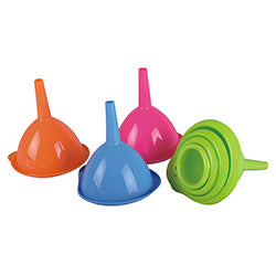 EMBUDO D10/H11.5CM PLASTICO DIF COLORES