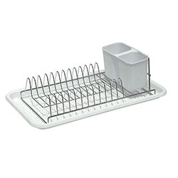 ESCURRIDOR ACERO CROMADO C/ BANDEJA Y CUBIERTERA 44X24X12