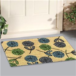 FELPUDO COCO 40x60CM H1.5CM FLORES CELESTE/VERDE