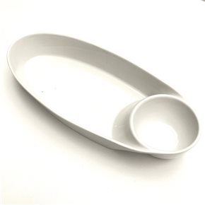 FUENTE C/BOWL PARA DIP 39x17x6CM PORCELANA BLANCO