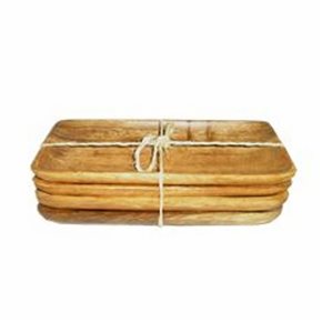 SET X4 BANDEJAS CHICAS RECT. MADERA 20X10X2.5CM