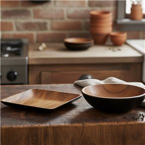 BANDEJA CUAD EXT COL NEGRO 26X26X2.5CM MAD ACACIA