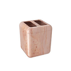 PORTA CEPILLO PLASTICO CUBE MARMOL ROSA. 8.5x8.5x11CM