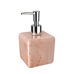 DISPENSADOR DE JABON PLASTICO CUBE 330ML MARMOL ROSA