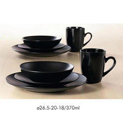SET 16PZAS STONEWARE D26.5-20-18/370ML MONO BLACK