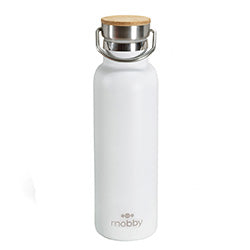 BOTELLA A.INOX 450ML D/PARED BLAN TAPA BAMBOO MOBB