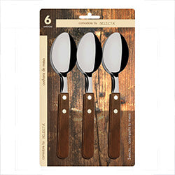 SET 6 PIEZAS CUCHARA DE MESA 1.2MM MANGO MADERA