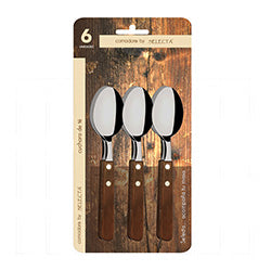 SET 6 PIEZAS CUCHARA DE TE 1.2MM MANGO MADERA