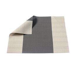INDIVIDUAL PVC 40x30CM BEIGE FRANJA GRIS