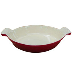FUENTE OVAL 34X21CM HIERRO ESMALTADO ROJO
