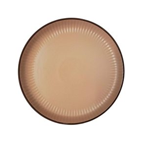 PLATO DE POSTRE D20CM LINEAS CAMEL BORDE MARRON