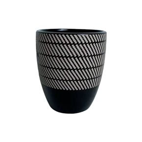 VASO CERAMICA 237ML ESTAMPADO NEGRO