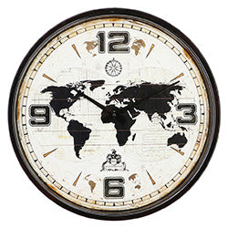 RELOJ DE PARED HIERRO D39X5.2CM MAPAMUNDI