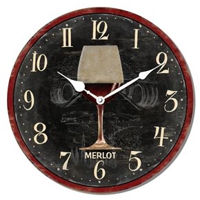 RELOJ DE PARED MDF D28.8X3.5CM COPA VNO MERLOT