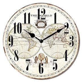 RELOJ DE PARED MDF D28.8X3.5CM MAPA MUNDI ANTIGUO