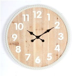 RELOJ DE PARED MDF 60X60X4.5CM MADERA C/BORDE BLANCO