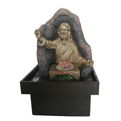 FUENTE ELECT C/LUZ CRISTO 13*13*20CM POLIRESINA Y