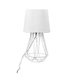 LAMPARA DE MESA PANTALLA TELA BASE FORMAS METAL 20X20X37