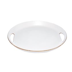 BANDEJA OVAL C/ASAS 46X41/H4CM MADERA BLANCO