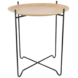 MESA BANDEJA REDONDA D43.5/H49.5CM MADERA CLARA