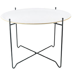 MESA BANDEJA REDONDA D60/H42CM MADERA BLANCA