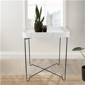 MESA AUXILIAR CUADRADA 45X45/H52CM MADERA BLANCA