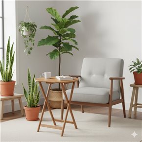 MESA OVAL BAMBOO 61X42X66CM PLEGABLE