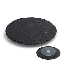 TABLA GIRATORIA D35XH2.5CM PIEDRA C/BASE VIDRIO