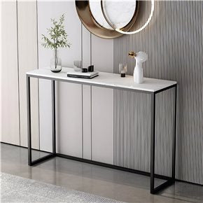 CONSOLA METAL/MARMOL 93x26x77CM BLANCO Y NEGRO