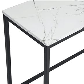 MESA LATERAL METAL/MARMOL 70x35x58CM BLANCO/NEGRO