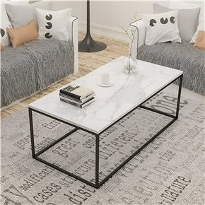 MESA RATONA METAL/MARMOL 106x60x45CM BLANCO/NEGRO
