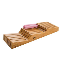 PORTA CUCHILLAS DOBLE P/CAJON BAMBOO 40X13X4.5CM