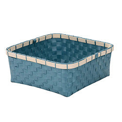 CESTO AZUL C/ BORDE BAMBOO 28X28XH12CM