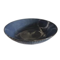 PLATO HONDO CERAMICA D20CM FACETADO AZUL
