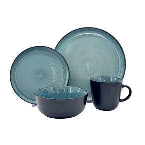 JUEGO VAJILLA 16PCS 27/20/15/414ML VERDE Y NEGRO