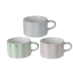 MUG RECTO 350 ML RAYADO BLANCO CON COLORES PASTEL