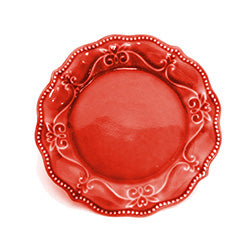 PLATO DE POSTRE BORDE ONDULADO 20CM TULIPA ROJO