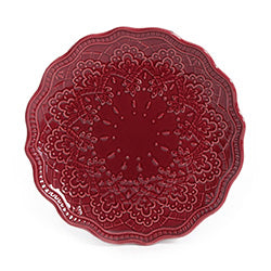 PLATO DE POSTRE ONDULADO 20CM BORDEAUX TEXTURADO