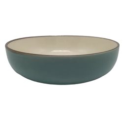 PLATO HONDO D21x6CM VERDE C/BORDE MARRON