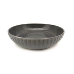 PLATO HONDO D22CM GRIS MOTEADO BORDE LINEAS