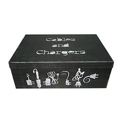 CAJA RECT 30X20X11 CM C/TAPA METAL ENCHUFES NEGRA