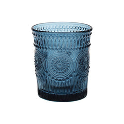 VASO VIDRIO LABRADO 250ML SOLES AZUL