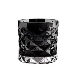 VELA VOTIVO VIDRIO NEGRO DECO DIAMOND 9X9X8.5CM