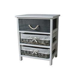 MUEBLE MADERA 3 CAJONES GRIS BLANCO 40X29X58 CM