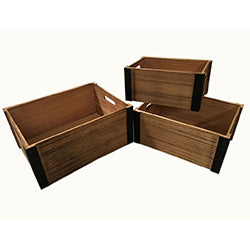 CAJA ORGANIZADORA MADERA BORDE NEGRO 35x25x18CM