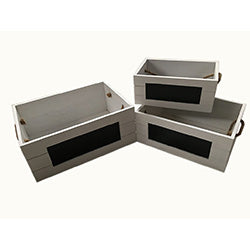 CAJA ORGANIZADORA MADERA C/PIZARRA BCO 35x25x15CM