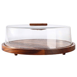 PLATO DE TORTA MADERA C/ ACRILICO 32 X 11.5CM